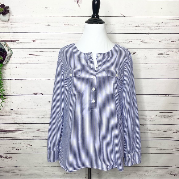 Vineyard Vines Blue & White Striped Popover Top Size Small - Picture 11 of 12